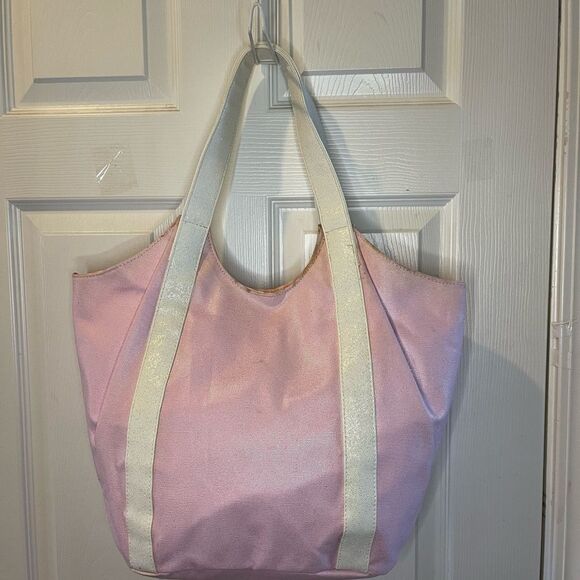 Juicy Couture Canvas metallic pink and white large tote bag. - Picture 4 of 14